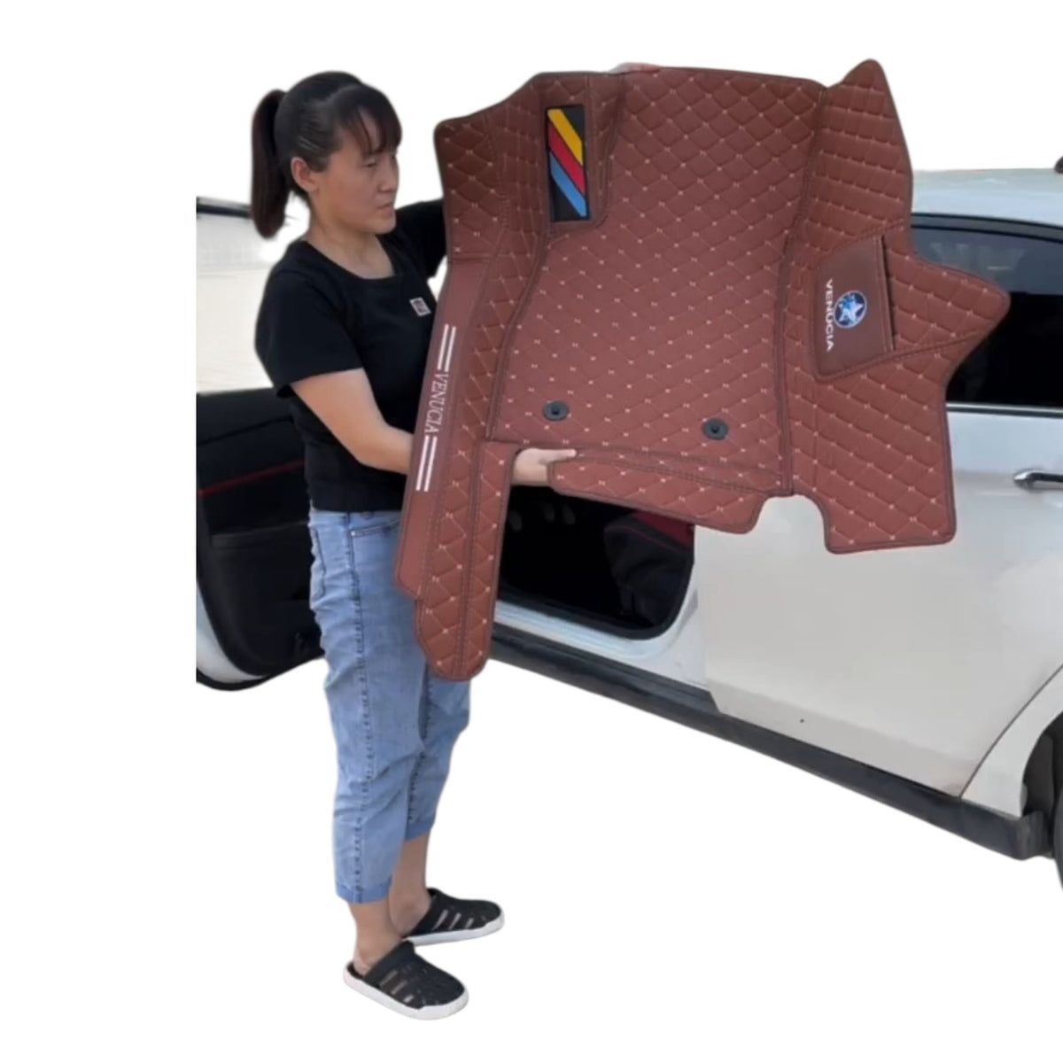Alfombras Impermeables Dobles Hechas de Cuero Ecológico Artificial Versión Premium